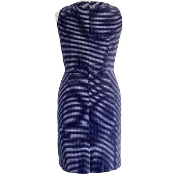 Lauren Ralph Lauren Sleeveless Boat Neck Navy Dot Pattern Woven Dress Sz 14 - Picture 4 of 7